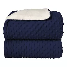 Cobertor Donna Bebê Plush Com Sherpa Dots Azul Navy