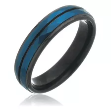 Alianca Compromisso Casamento Tungstênio Resistente Azul 6mm