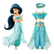 Fantasia Jasmine Infantil Festa Aladdin Princesas Brinde 