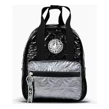 Mochila Fashion Puffy Estrellas Footy Color Negro/gris