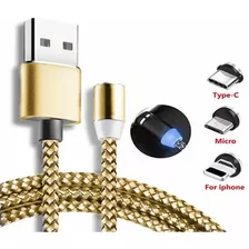 Cable Magnético 3 En 1 Usb A iPhone, Micro Usb Y Tipo C