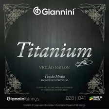 Encordoamento Cordas Violão Nylon Média Titanium Giannini
