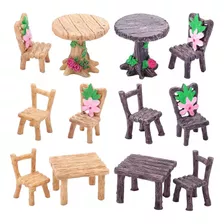 12 Piezas De Mesa Y Sillas En Miniatura Muebles Jardin De Ha