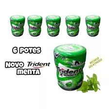 6 Potes Goma Mascar Trident Garrafa Xfresh 56g Sabor Menta