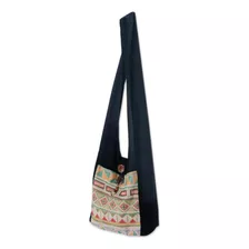 Novica Geometría Hecha A Mano - Bolso De Hombro Estampado De