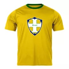 Camiseta Infantil Seleção Do Brasil Copa Do Mundo Escudo Kid