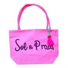 Bolsa Sacola De Praia E Piscina Feminina Grande Resistente Cor Rosa - Sol E Praia