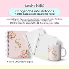 Arquivo Digital Kit Agendas Não Datada ,capa ,caneca Floral
