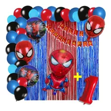 Arco Globos Spiderman Cortinas Número Hombre Araña Banderin