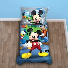 Set Ropa De Cuna Cama Iantil Mickey Mouse 4pz Color Azul