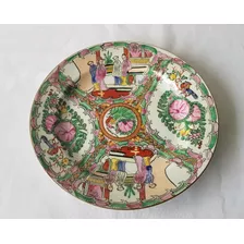 Antiguo Plato Oriental Canton De Porcelana 22,5 Cm Diámetro