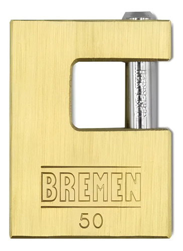 Candado Horizontal Bronce 50 Mm Perno Bremen Macizo Color Dorado