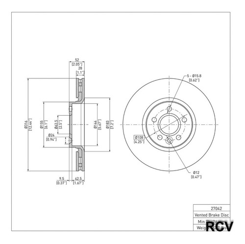 Disco Frenos  Delantera Para Land Rover Lr2   2009 Foto 4