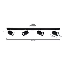 Aplique Riel 4 Techo Direccionables Cilindro Local Led Gu10 Color Negro