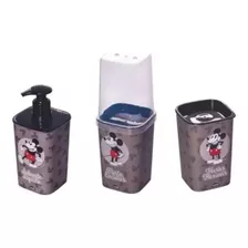 Kit Acessorios Banheiro 3 Itens Mickey Lavabo Plasutil