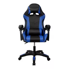 Cadeira Escritório Gamer Ergonômica Reclinável C Massageador Cor Preto/azul