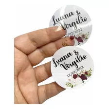 100 Adesivos Vinil Transparente Branco Personalizado 4x4cm