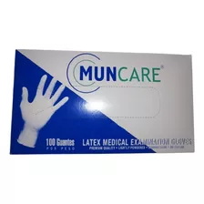 Guantes Descartables Muncare Examinación Color Blanco Talle S De Látex Con Polvo X 100 Unidades