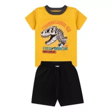 Conjunto Infantil Masculino Camiseta E Bermuda Dinossauro