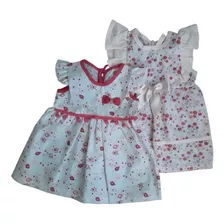 Kit 2 Vestidos Verão Bebe Menina - Tamanho P + Brinde