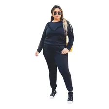 Conjunto Feminino Blusa Manga Longa E Calça Plus Size 36 52