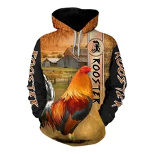 Sudadera Con Capucha Con Estampado De Gallo Grande De Moda