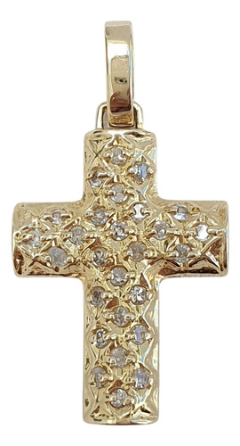 Pingente Cruz Crucifixo De Ouro 18k 750 E Diamantes 