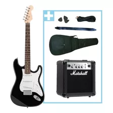 Guitarra Electrica Racker Ampli Marshall Mg10cf + Accesorios Color Negro