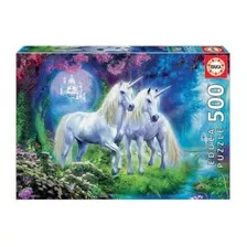 Puzzle 500 Pcs 48x34cm Unicornios En El Bosque