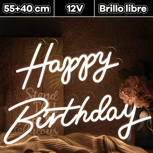 Letrero Luminoso Neón Happy Birthday Led  Anuncios Luminosos