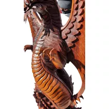 Escultura Dragón Gigante Teka Madera 1.6 Metros Figura Sg Ct