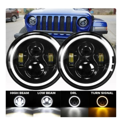 Par Focos Led Redondo Optico Tunning Jeep, Land Rover Foto 2