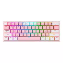 Teclado Gamer Redragon Fizz Pro K616-rgb Qwerty Red Inglés Us Color Rosa Y Blanco Con Luz Rgb