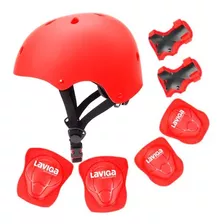 Kit Casco Protección Juvenil Rodilleras +muñequeras+ Coderas Color Rojo Talla Unitalla