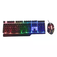 Kit Teclado E Mouse Gamer Retro Iluminado Rgb Pc Usb Abnt2