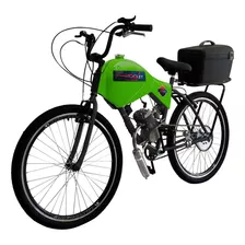 Bicicleta Motorizada 80cc Carenada Cargo Rocket Cor Verde Kawazaki