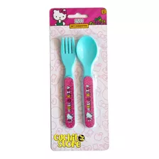 Set Cubiertos Hello Kitty Tenedor Cuchara Bebe Niña Servicio