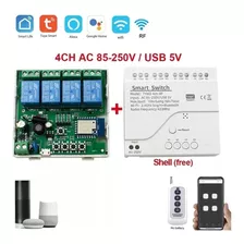 Interruptor Modulo Rele Receptor 4 Ch Wifi E Rf 433 Ac - Rav