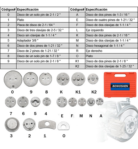Opresor Pistn Frenos Cambiar Balatas Auto Universal 22 Pzas Foto 8