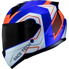 Capacete Moto Race Tech Sector Exilio Azul Laranja Fosco