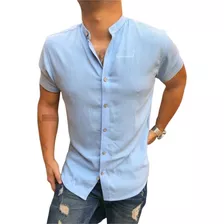 Camisas Cuello Mao De Lino Para Hombre, Camisa Cuello Neru