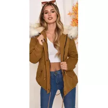 Campera Parka Con Corderito Y Piel 