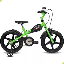 Bicicleta Infantil Aro 16 Com Rodinha Verde Juvenil Ar Livre