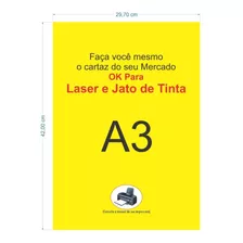 100 Cartaz A3 Amarelo P/ Jato De Tinta Ou Laser Supermercado