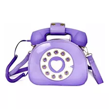 Bolsa Forma De Teléfono Vintage Kawaii Crossbody Color Lila