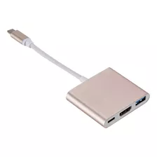 Convertidor Adaptador Micro Tipo C A Hdmi + Usb 3.0 + Tipo C