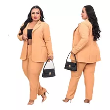 Blazer Alfaiataria Alongado Plus Size Moda Elegante Cores