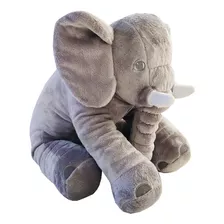 Almofada Elefante Cinza Com Azul Travesseiro Pelúcia 62 Cm