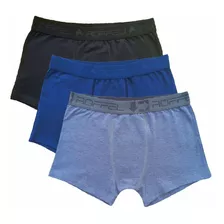 Kit 3 Cueca Box Boxer Plus Adulto Cores Lisas Cotton Algodão