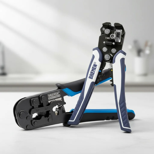 Kit Bremen: Pinza Crimpeadora Rj11 Rj12 Rj45 Profesional + Pinza Pelacables Automático Frontal